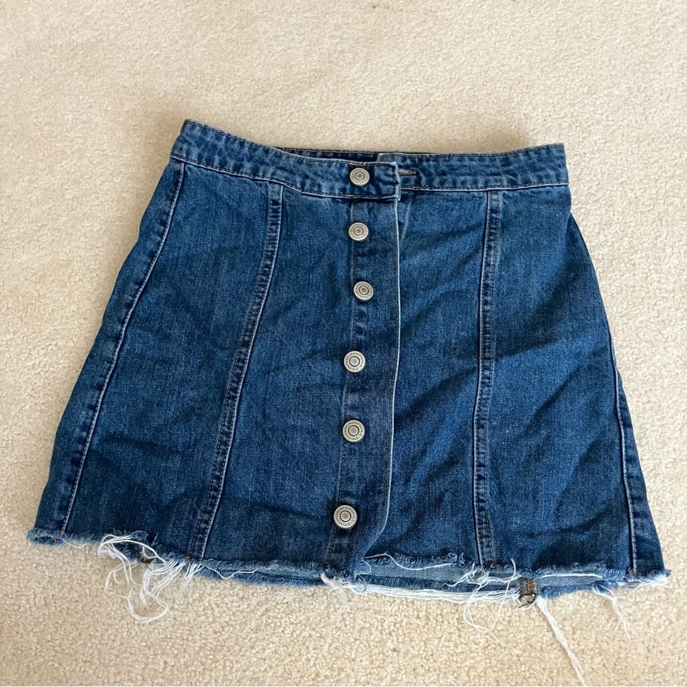 Aero Denim Button-Up High Rise Skirt